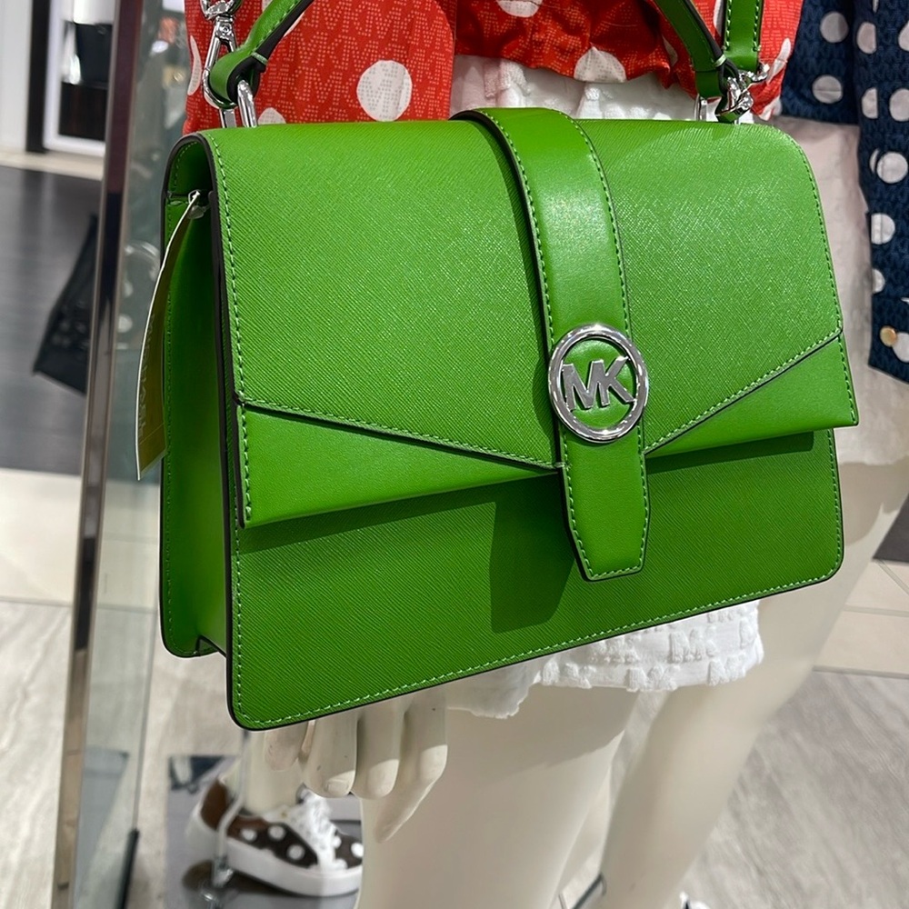 Michael Kors Greenwich Medium Saffiano Leather Satchel Crossbody Shoulder Bag - Picture 7 of 16